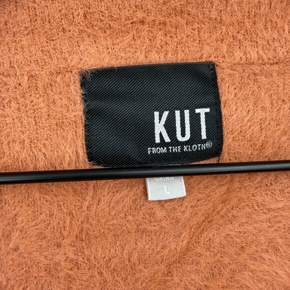 Kut From The Kloth Jana Open Front Fuzzy Cardigan Women Large Rust Relaxed - Picture 5 of 9